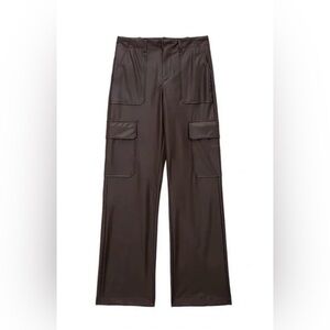 Zara Dark Brown Vegan Leather Cargo Pants
